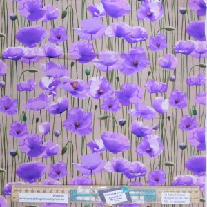 Quilting Patchwork Sewing Fabric ANZAC Purple Poppies 50x55cm FQ