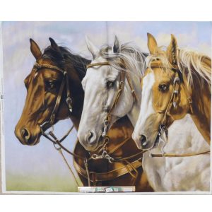 Patchwork Quilting Sewing Riding Range Horses 94x110cm Fabric Panel