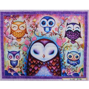 Patchwork Quilting Sewing Hootie Owls 90x110cm Fabric Panel