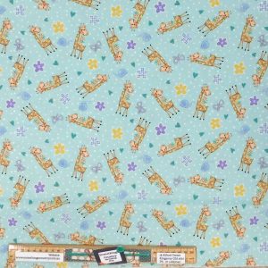 Quilting Patchwork Sewing Baby Giraffe Blue 50x55cm FQ