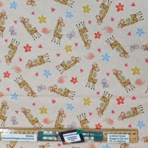 Quilting Patchwork Sewing Baby Giraffe Pink 50x55cm FQ