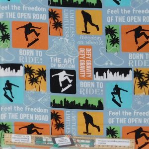 Quilting Patchwork Sewing Skateboarding Freedom 50x55cm FQ