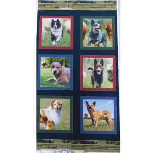 Patchwork Quilting Sewing Working Dogs 64x110cm Fabric Panel