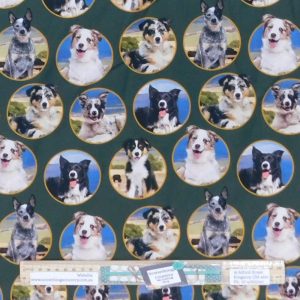 Quilting Patchwork Sewing Working Dogs Circles 50x55cm FQ