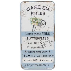 French Country Metal Garden Rules Tin Sign Wall Art