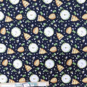 Quilting Patchwork Sewing Fabric Honey & Clover Black 50x55cm FQ