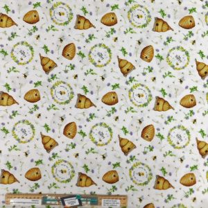Quilting Patchwork Sewing Fabric Honey & Clover White 50x55cm FQ