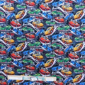 Quilting Patchwork Sewing Fabric Speeding Cars 50x55cm FQ