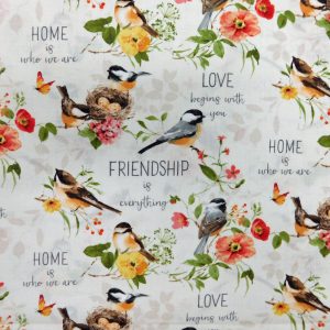 Quilting Patchwork Sewing Fabric Blessed Nature Birds 50x55cm FQ