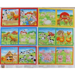 Patchwork Quilting Sewing Fabric McDonalds Farm Book Panel 90x110cm