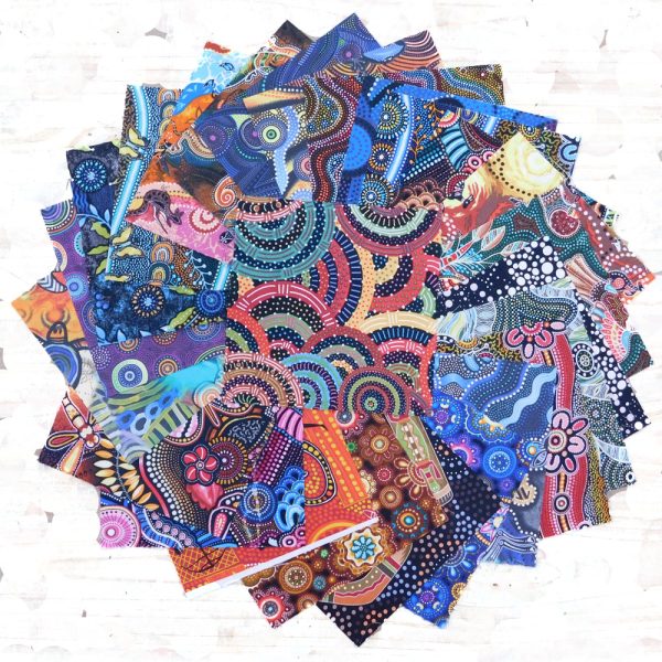 Quilting Charm Pack Patchwork Aboriginal Theme Prints 5 Inch 25 Pack