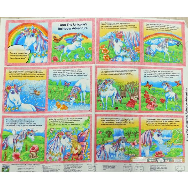 Patchwork Quilting Sewing Fabric Unicorn Book Panel 90x110cm