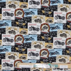 Quilting Patchwork Sewing Ride Motorbikes 50x55cm FQ