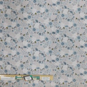 Quilting Patchwork Sewing Fabric Meadow Bees Grey 50x55cm FQ