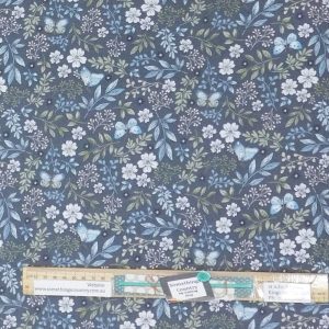 Quilting Patchwork Sewing Fabric Meadow Butterflies Grey 50x55cm FQ