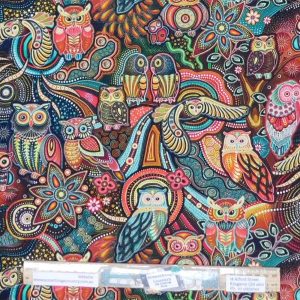Quilting Patchwork Sewing Fabric Sahul Land Owls 50x55cm FQ