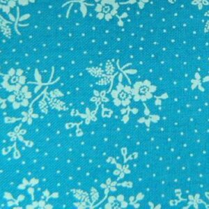 Patchwork Quilting Sewing Fabric AZURE BLUE White Flowers FQ 50x55cm New Material