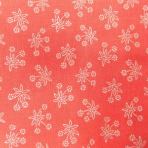 Patchwork Quilting Sewing Fabric CORAL RED White Flowers FQ 50x55cm New Material