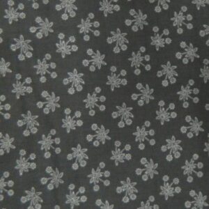Patchwork Quilting Sewing Fabric DARK GREY White Flowers FQ 50x55cm New Material