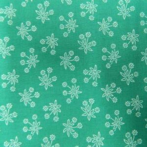 Patchwork Quilting Sewing Fabric TEAL GREEN White Flowers FQ 50x55cm New Material