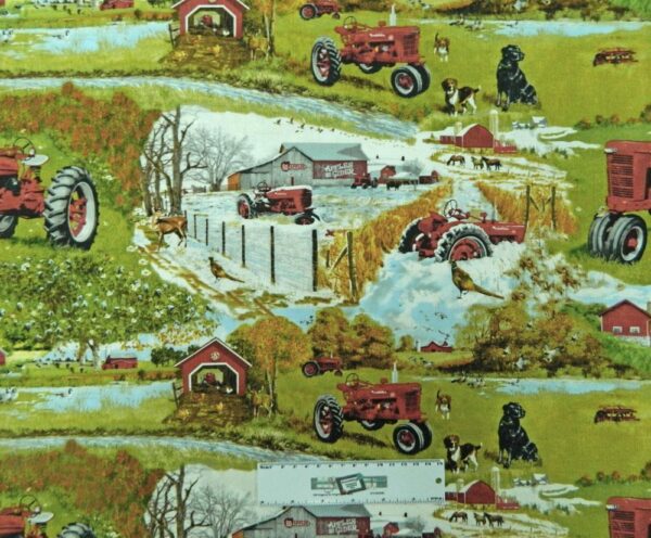 Quilting Sewing Fabric Red Tractors Farmall Four Seasons Material 50x55cm FQ