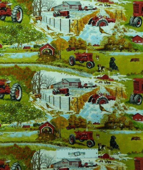 Quilting Sewing Fabric Red Tractors Farmall Four Seasons Material 50x55cm FQ