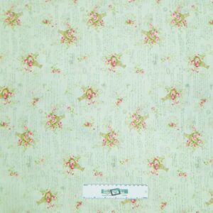 Patchwork Quilting Fabric MINT GREEN FLORAL Sewing Material Cotton FQ 50X55cm NEW