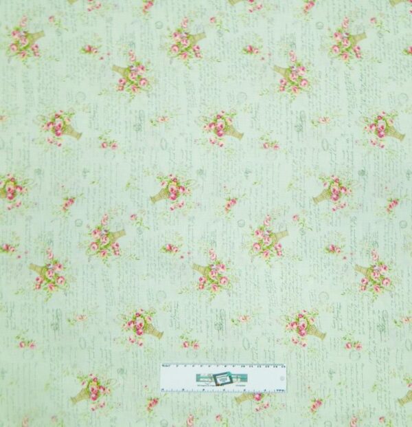 Patchwork Quilting Fabric MINT GREEN FLORAL Sewing Material Cotton FQ 50X55cm NEW